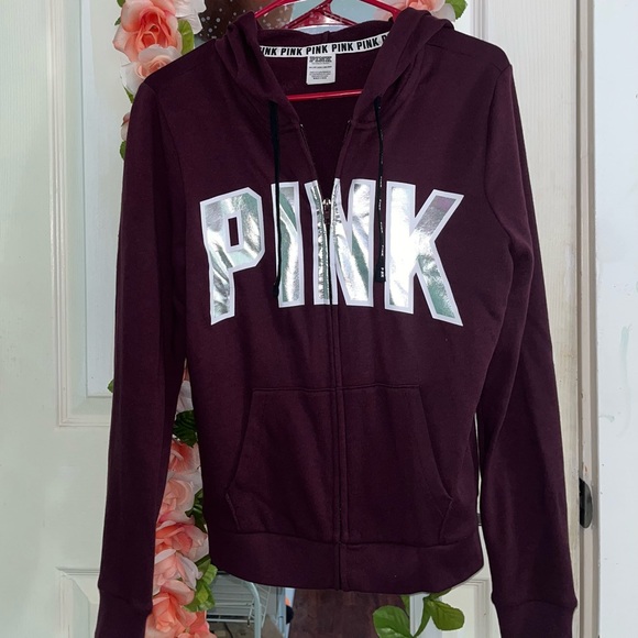 PINK Victoria's Secret Tops - Maroon Pink zip up hoodie (size xsmall)